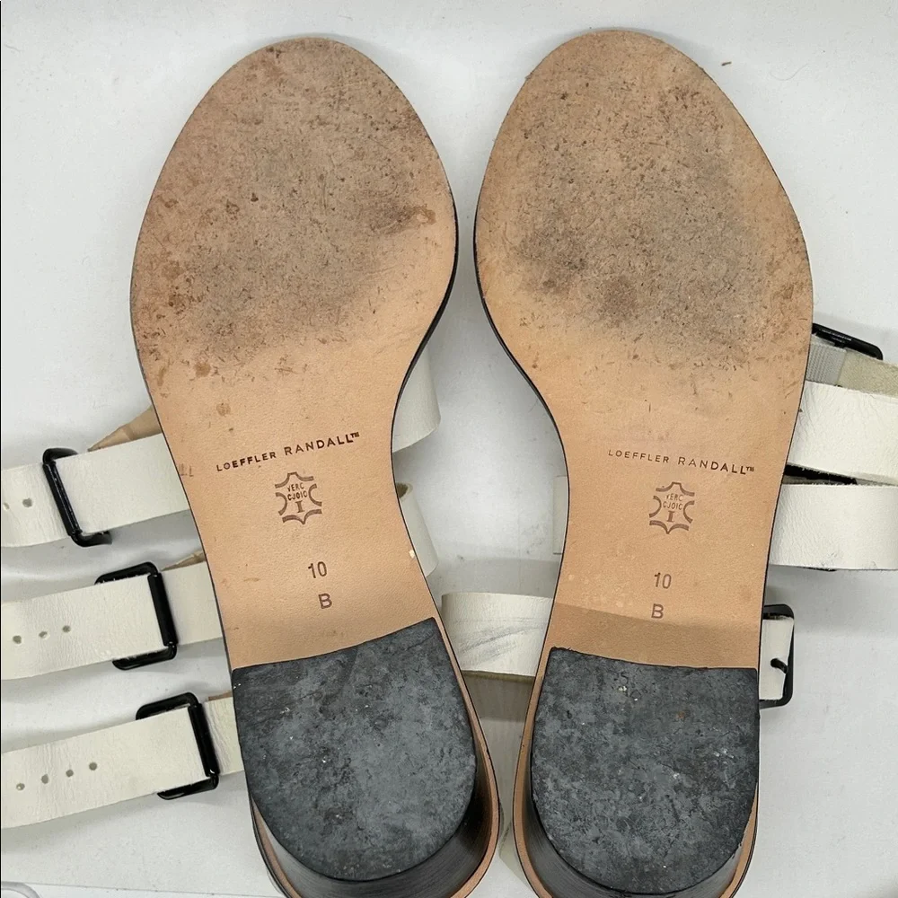Loeffler Randall Cream Leather Zipper Open Toe Gladiator Sandals Shoes *Size 10* - Picture 7 of 10
